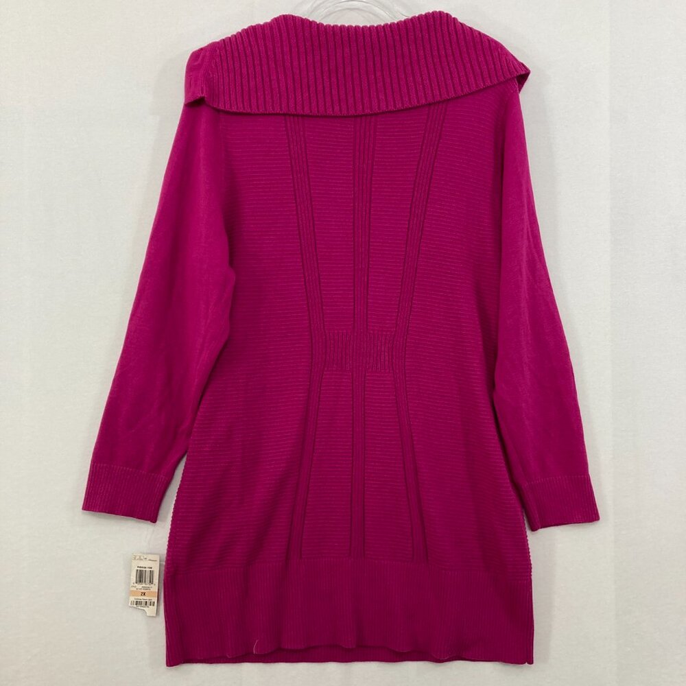 New Style & Co size 2X Pink Purple Soft Cozy Elegant Button Neck Tunic Sweater - Picture 7 of 8